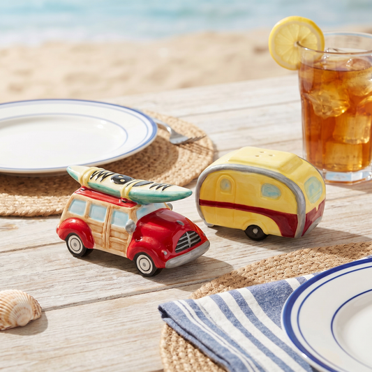 Woody Car And Camper Salt & Pepper