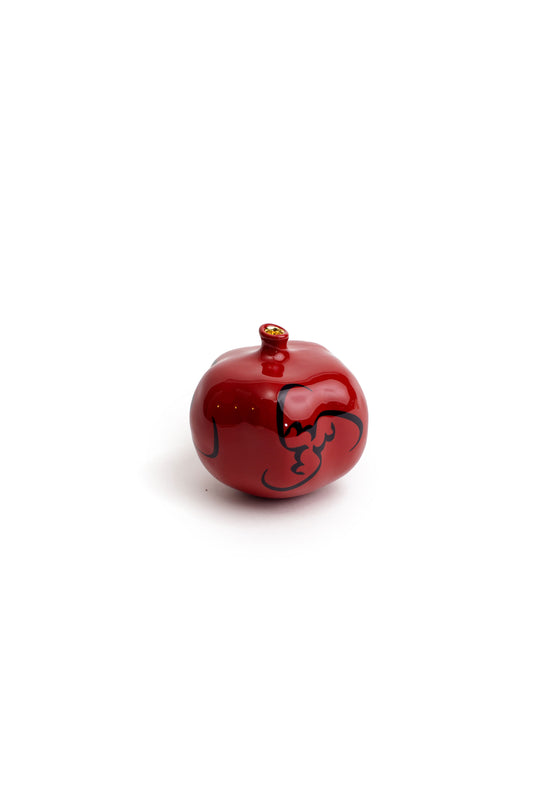 Red Pomegranate With Black Farsi Alphabets