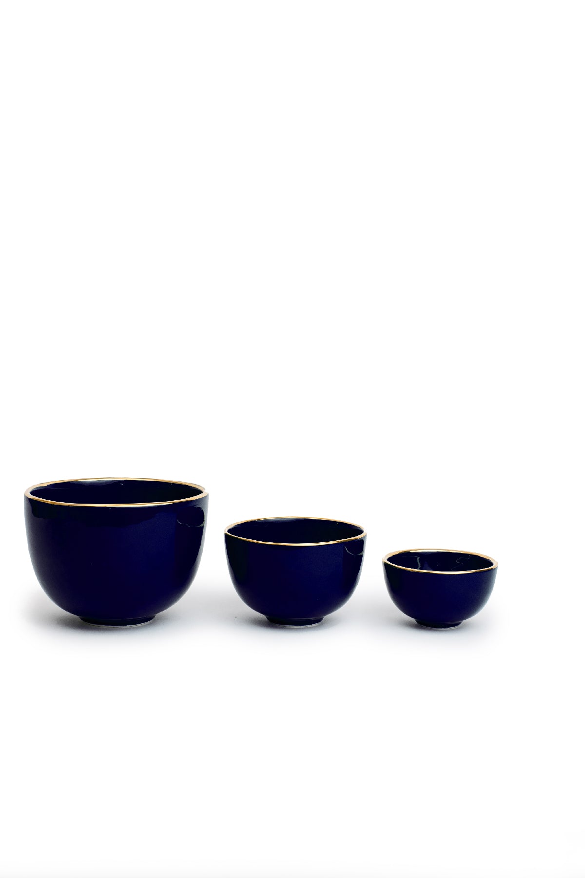 Minimalist Blue Bowl with Gold Edges