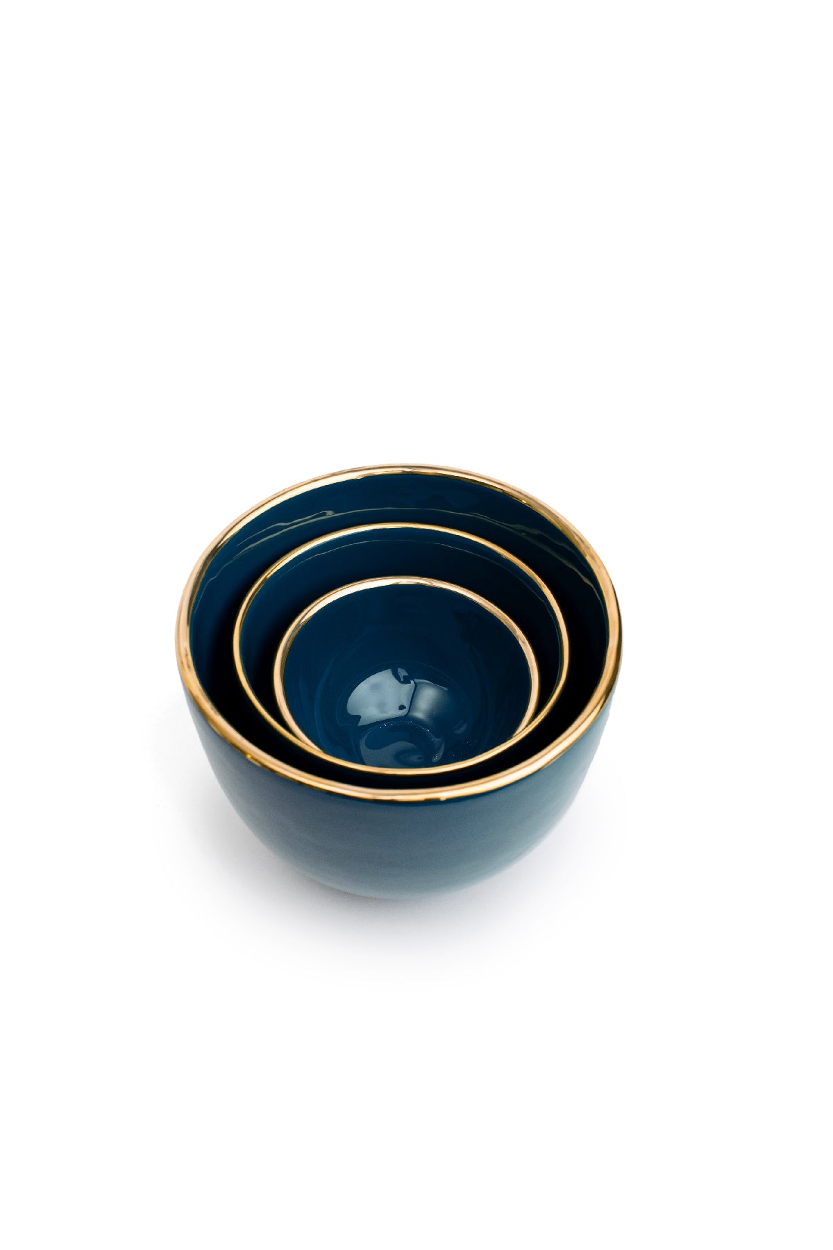 Minimalist Teal Bowl with Gold Edges