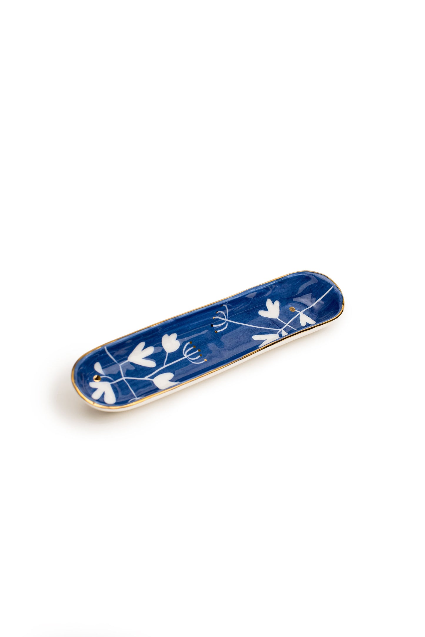 Floral Maan Blue Oval Trays