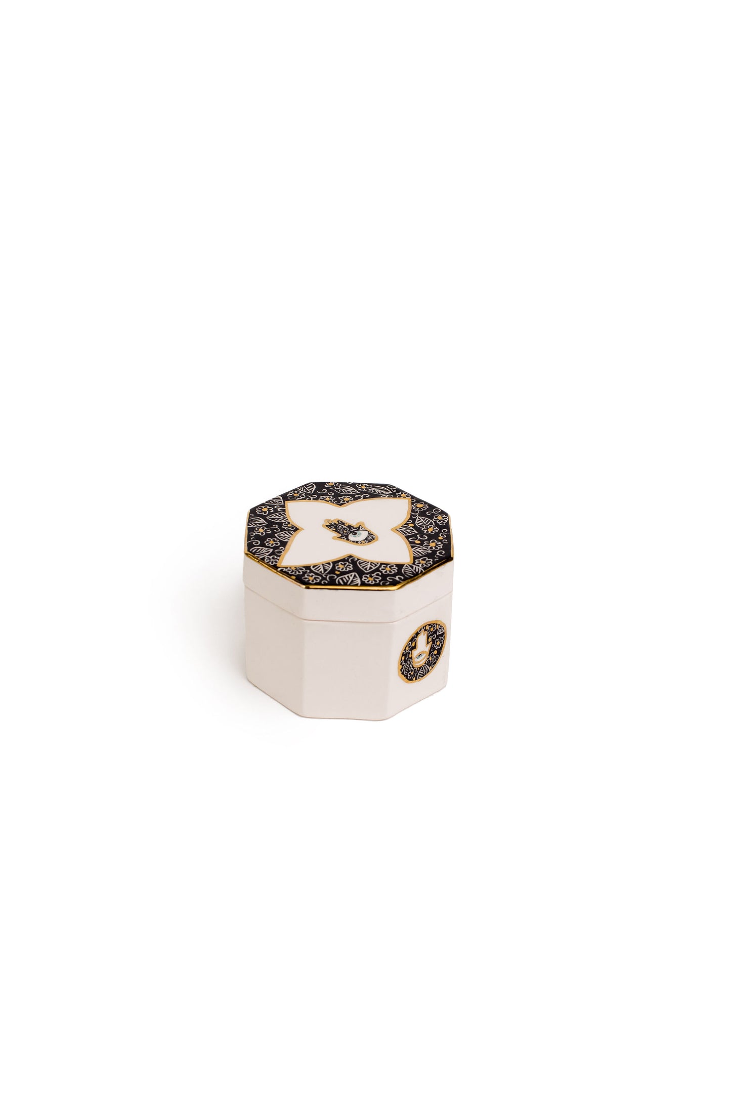 Small 4" Octagon Ceramic Canister | Blue Eye Design