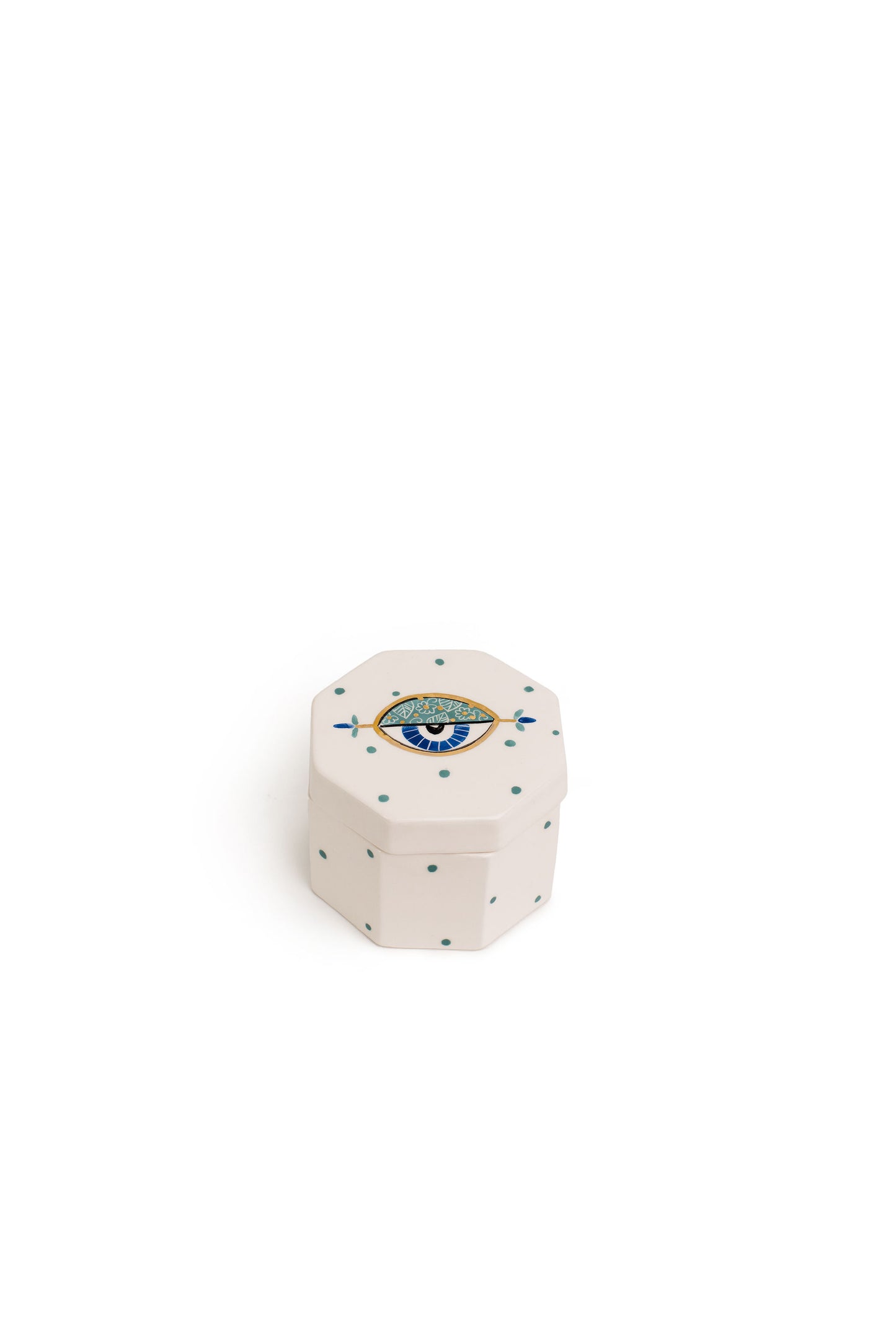 Small 4" Octagon Ceramic Canister | Blue Eye Design