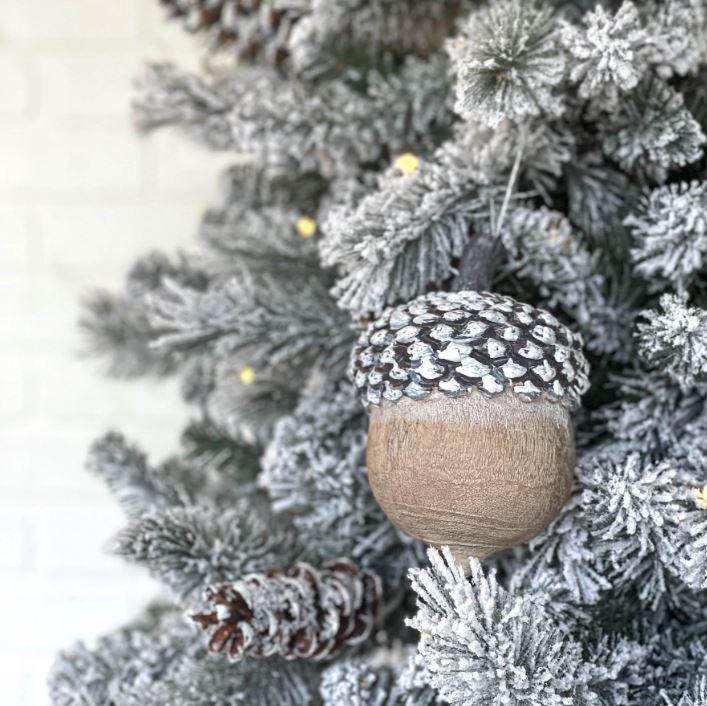 Snowy Acorn Christmas Ornament-Large