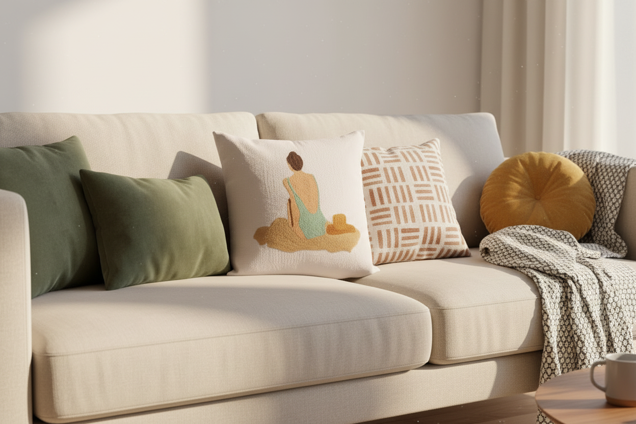 Lady On Beach Pillow