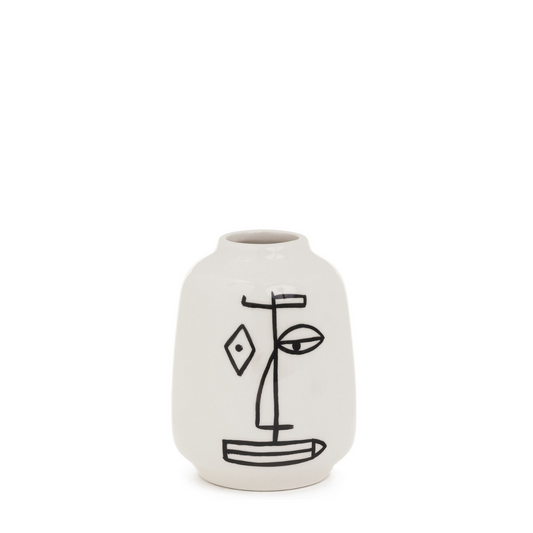 Ceramic Face Vase With Modern Abstract Design