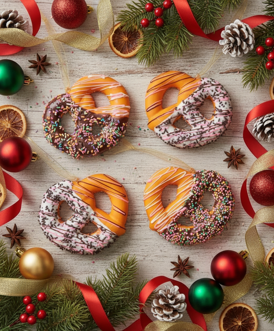 Chocolate Covered Twisted Pretzel Ornament