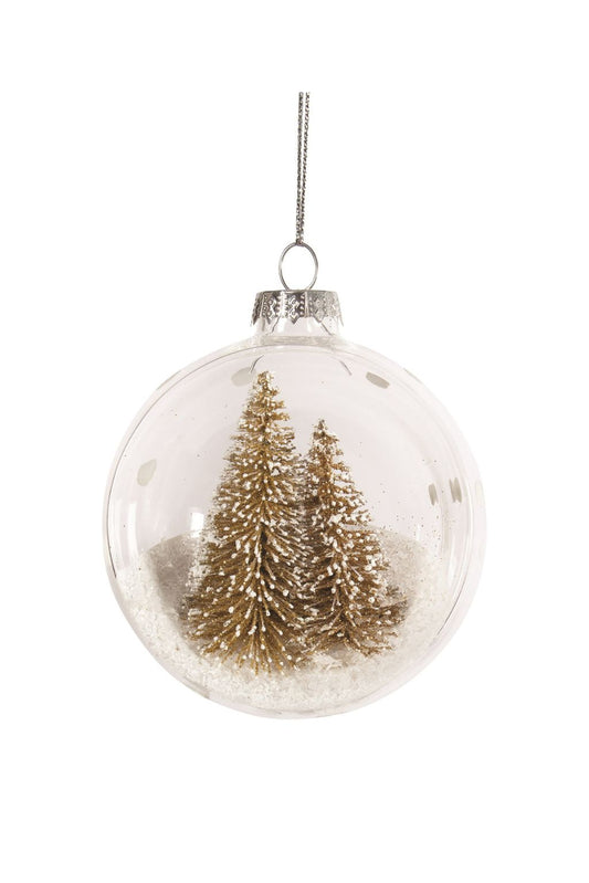 Glass Ball Ornament with Gold Christmas Trees