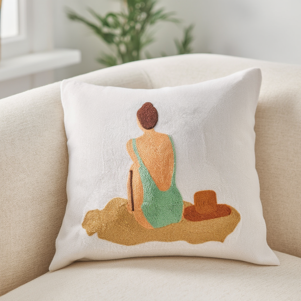 Lady On Beach Pillow