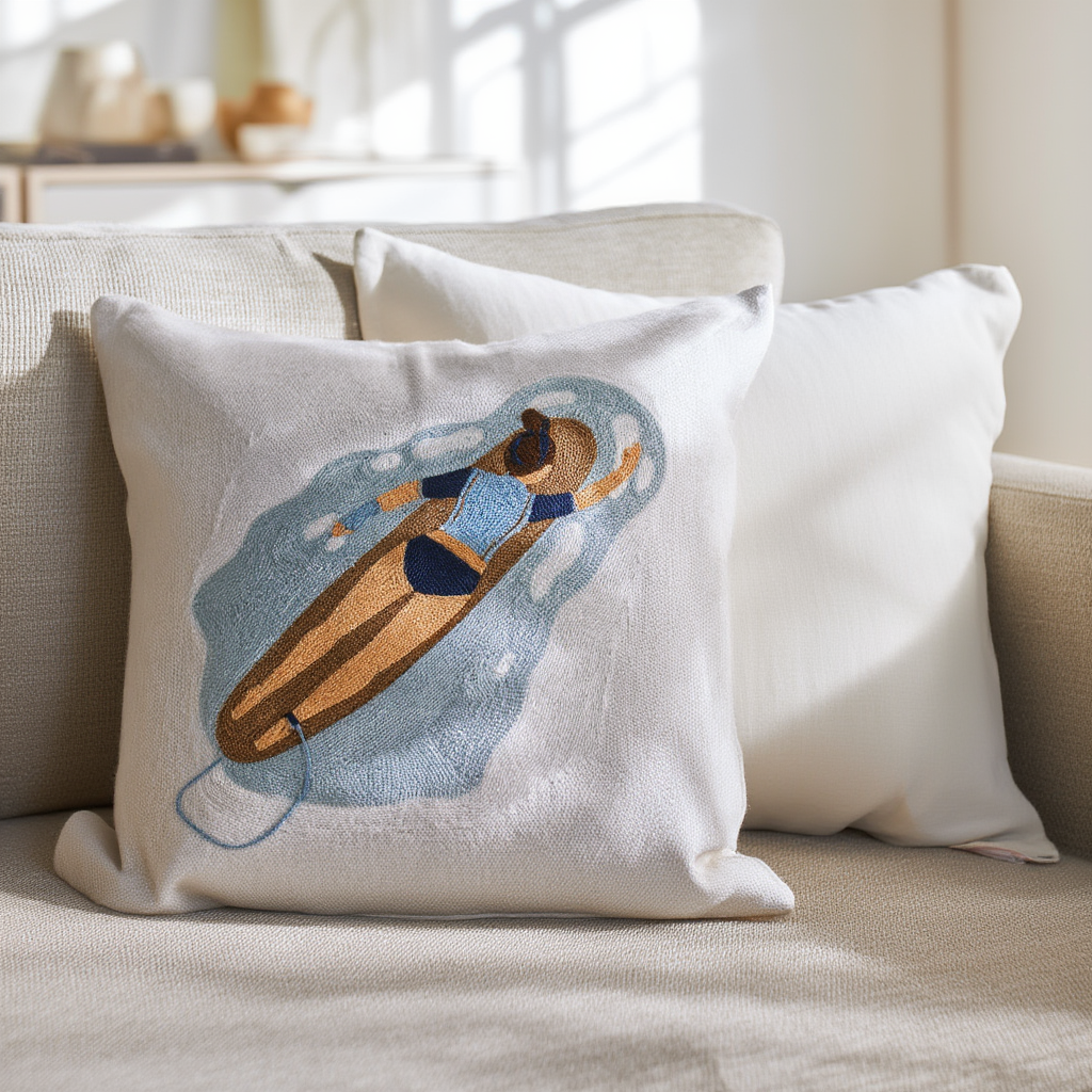 Surfing Lady Pillow