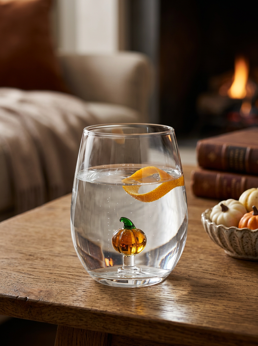 Pumpkin Stemless Wine Glass