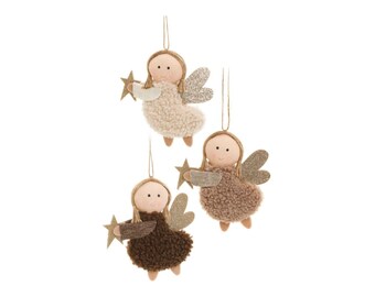 Angel Wool Ornaments - Set of 3