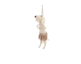 Mrs. Pearls Wool Dog Christmas Ornament