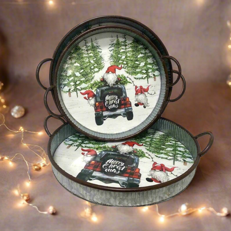 Merry Christmas Decorative Tray with Santa