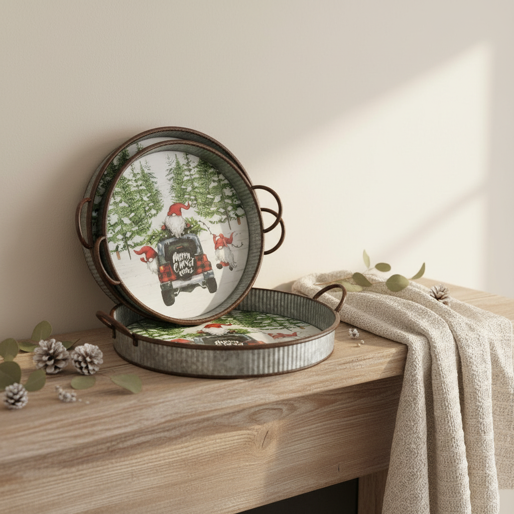 Merry Christmas Decorative Tray with Santa