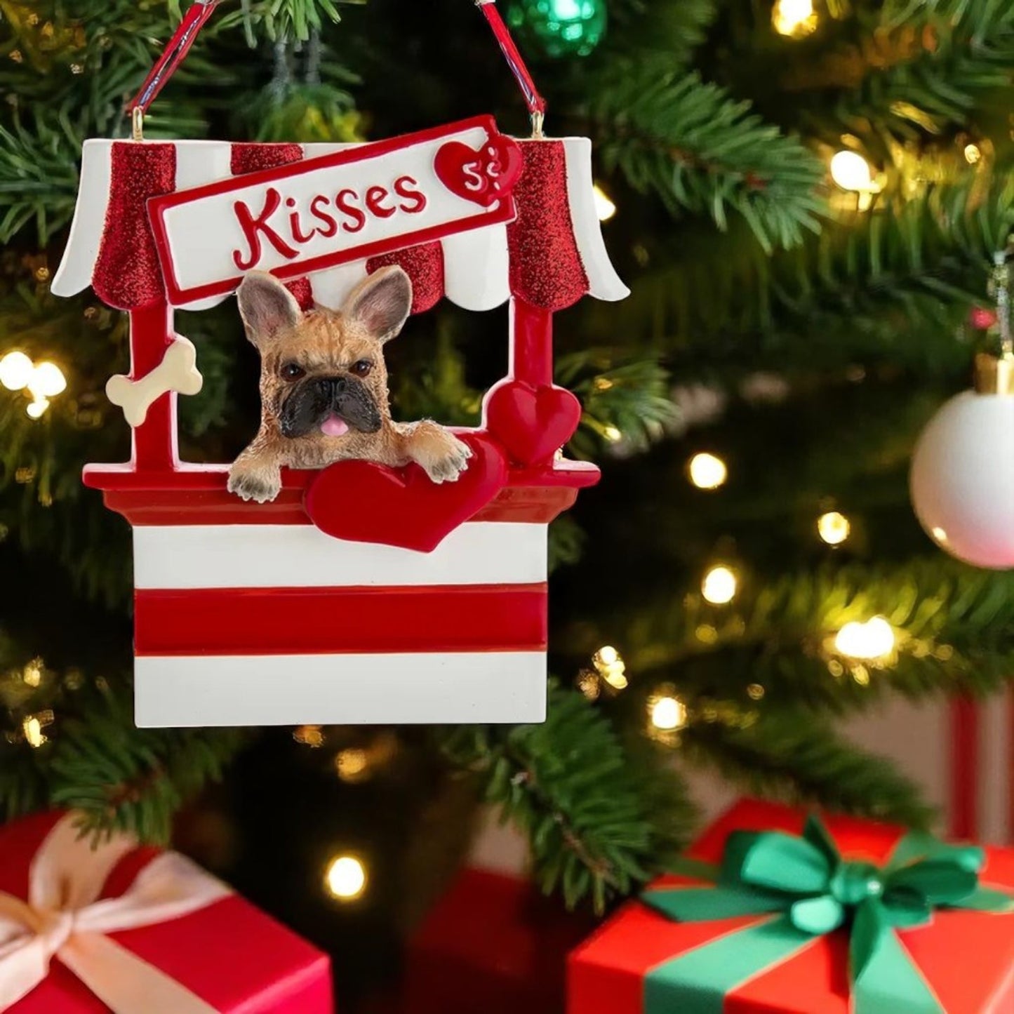 French Bulldog Puppy “Kisses 5 cent” Christmas Ornament