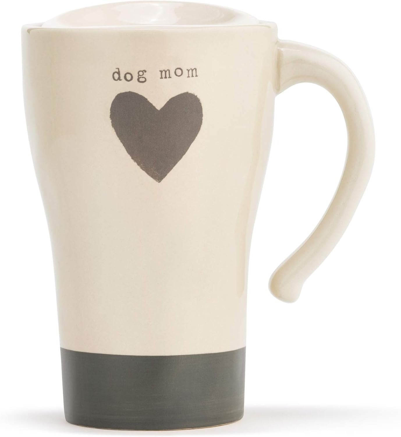 Dog Mom Stoneware Travel Mug with Lid | Demdaco Warm Heart Collection | 12oz Gift
