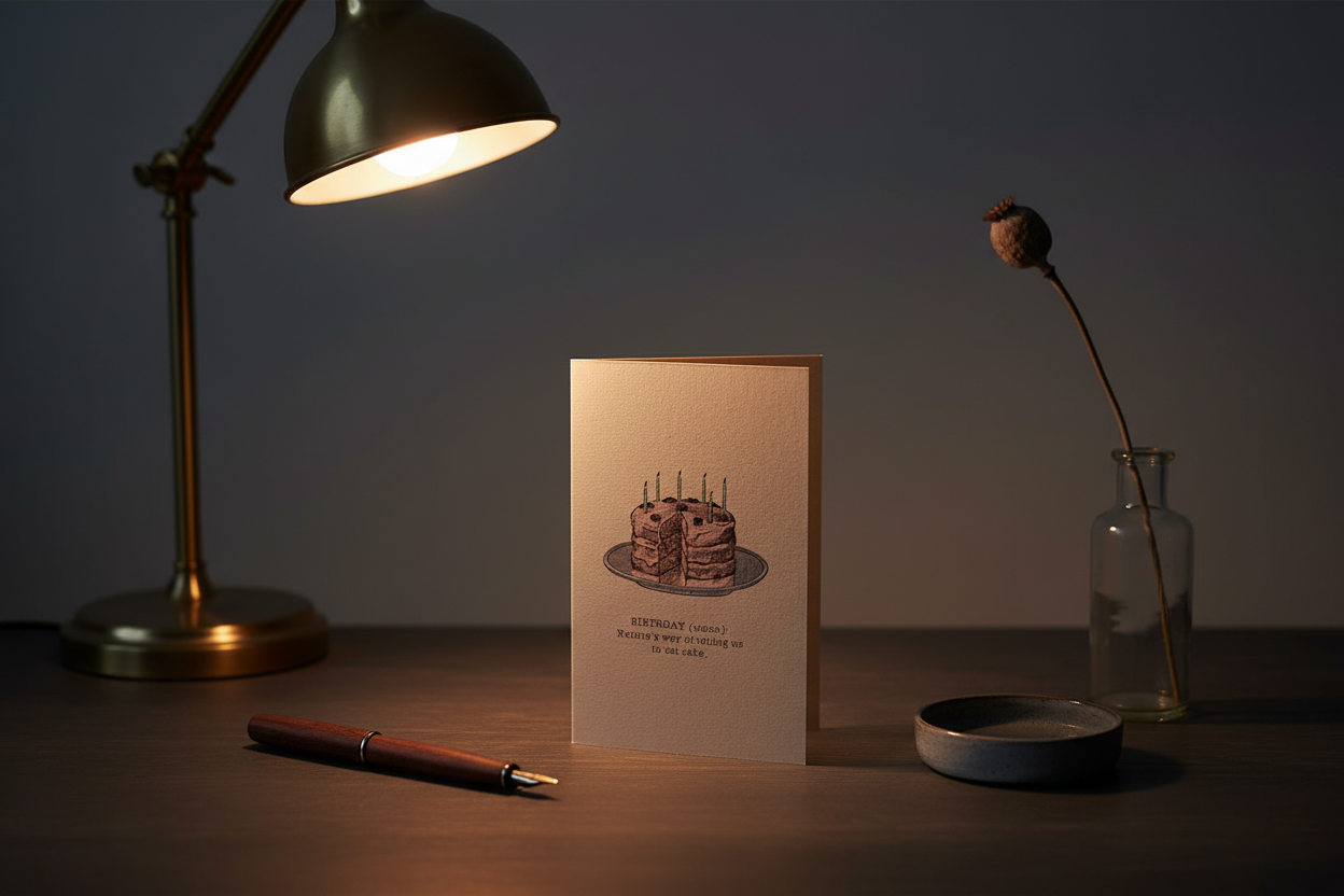 Eating Cake Birthday Card