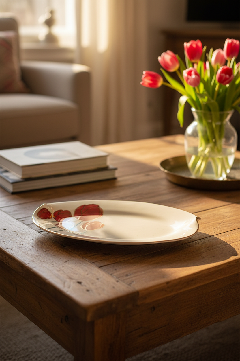 Red Tulip Oval tray