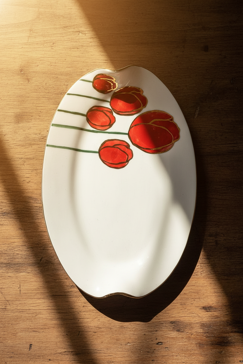 Red Tulip Oval tray