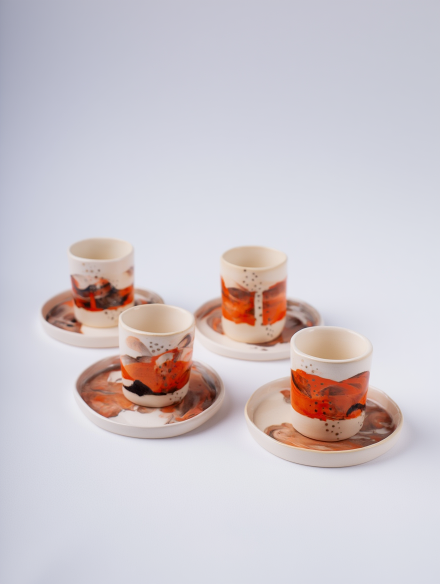 Pinched Shoreline Mug & Tray Set