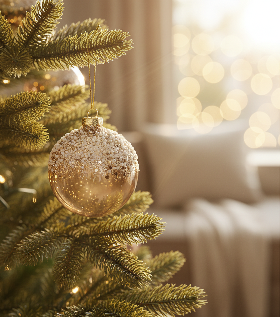 Pink And Beige Glitter Ornament Ball