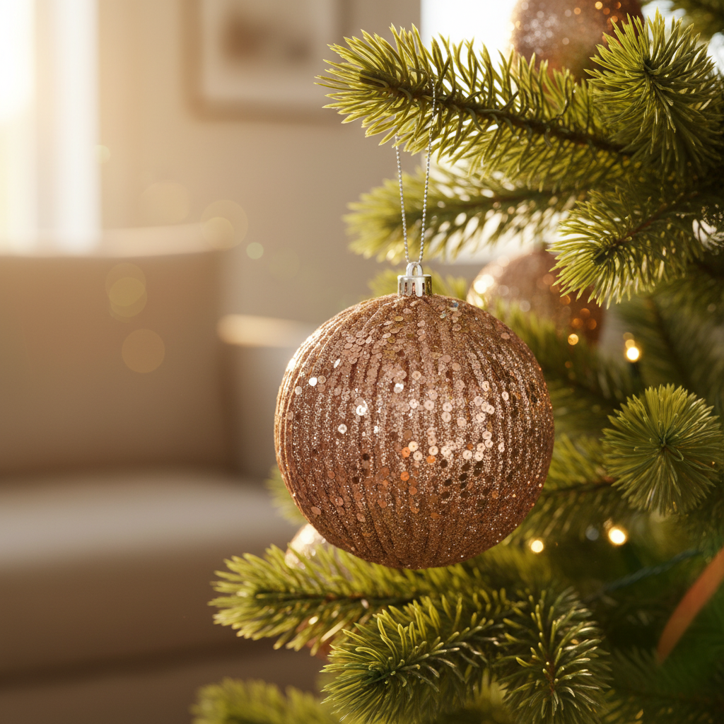 Glitter Ball Ornament | Rose Gold