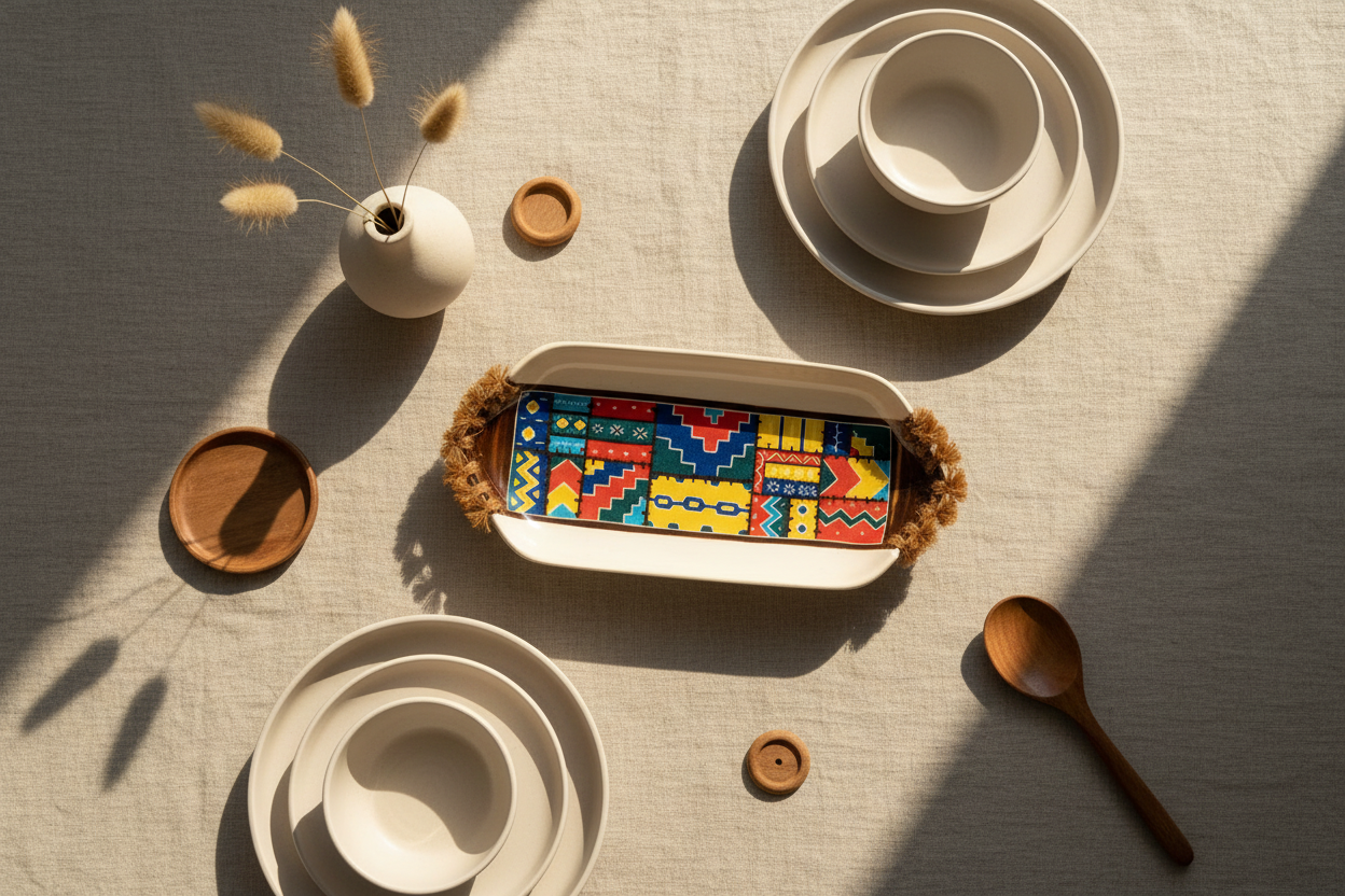 Handmade Kilim Ceramic Plates