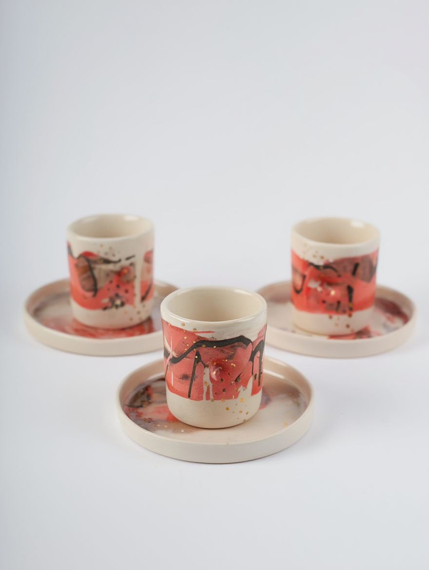 Pinched Shoreline Mug & Tray Set