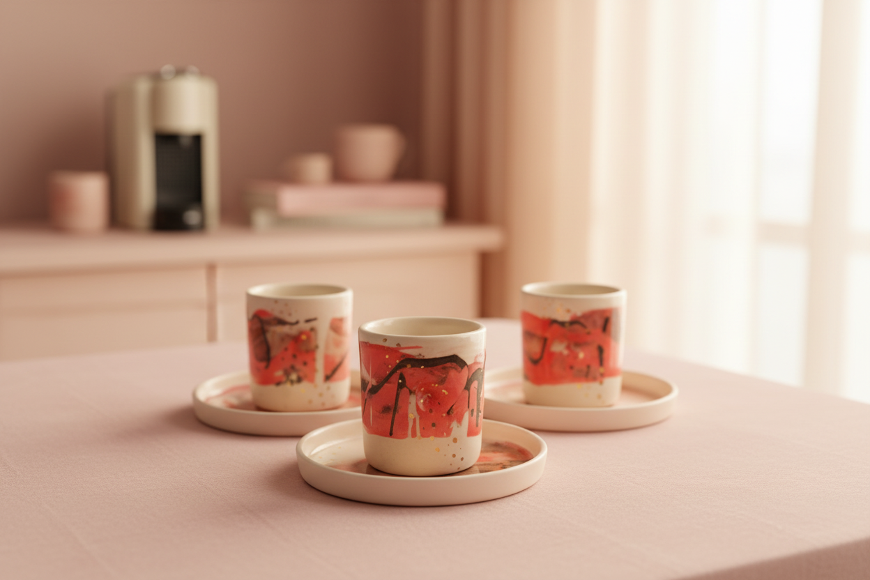 Pinched Shoreline Mug & Tray Set