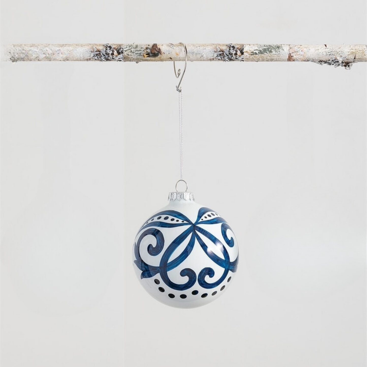 Scroll Ball Ornament Blue and White