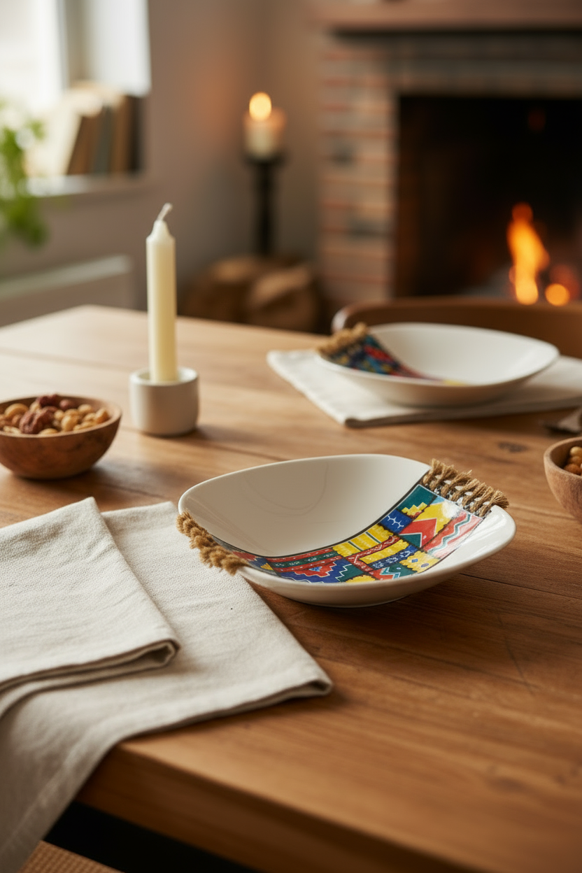 Handmade Kilim Ceramic Plates