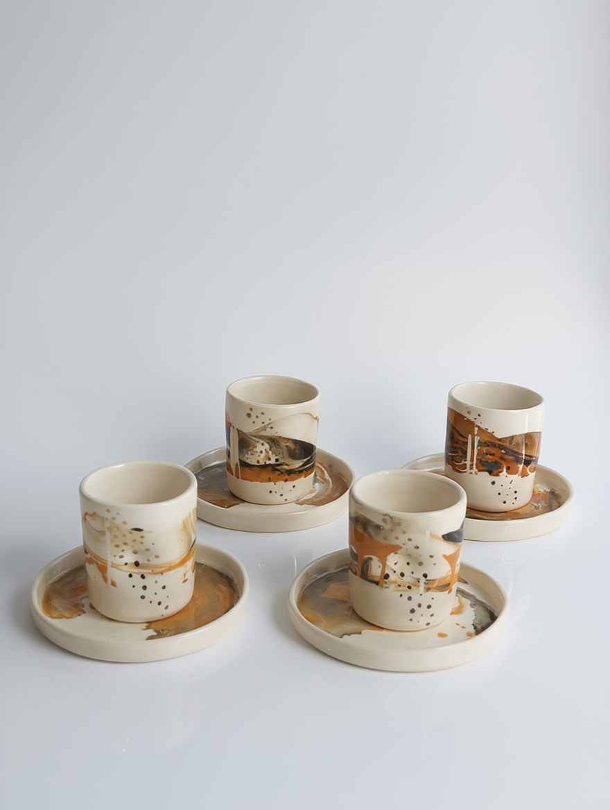 Pinched Shoreline Mug & Tray Set
