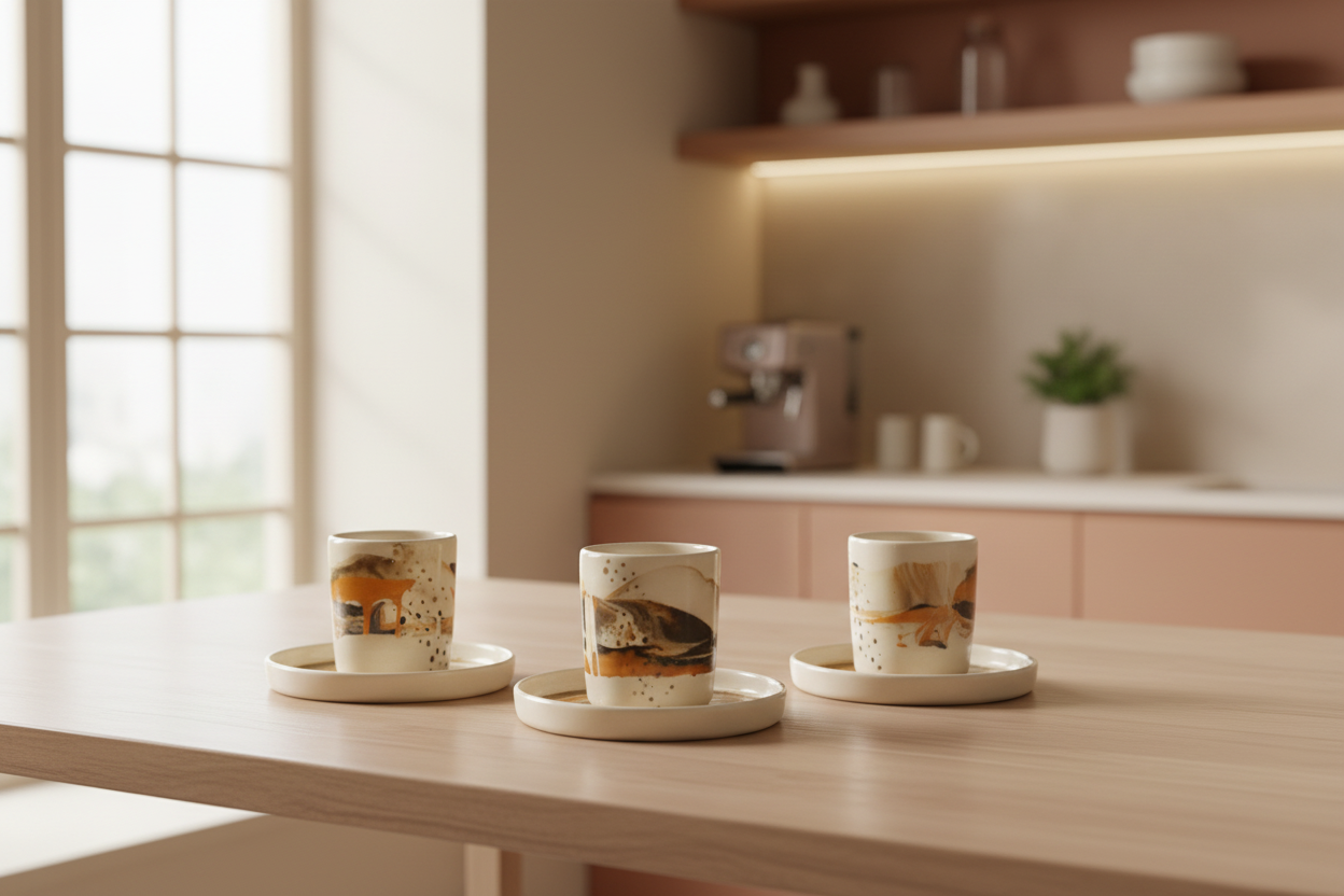 Pinched Shoreline Mug & Tray Set