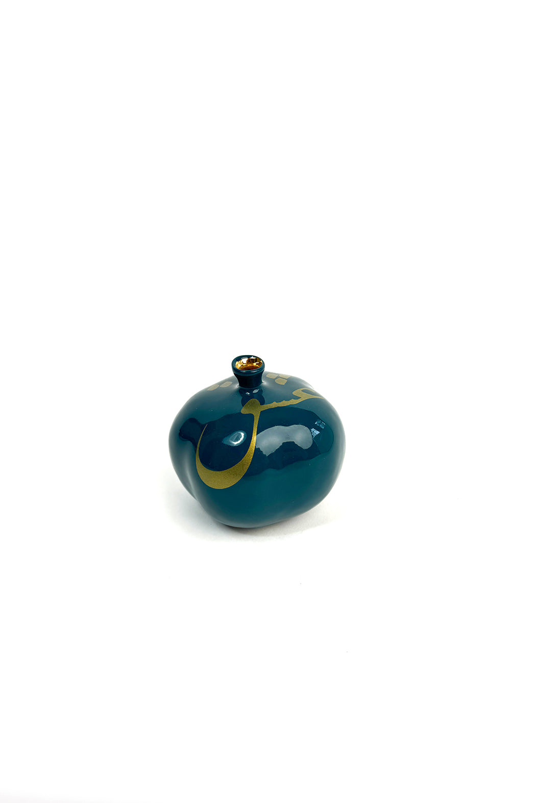 Dark Turquoise Ceramic Pomegranate Gold Love