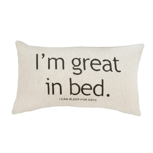 Great In Bed Pillow | Cotton Beige Pillow | Rectangle I’m Great In Bed Cushion