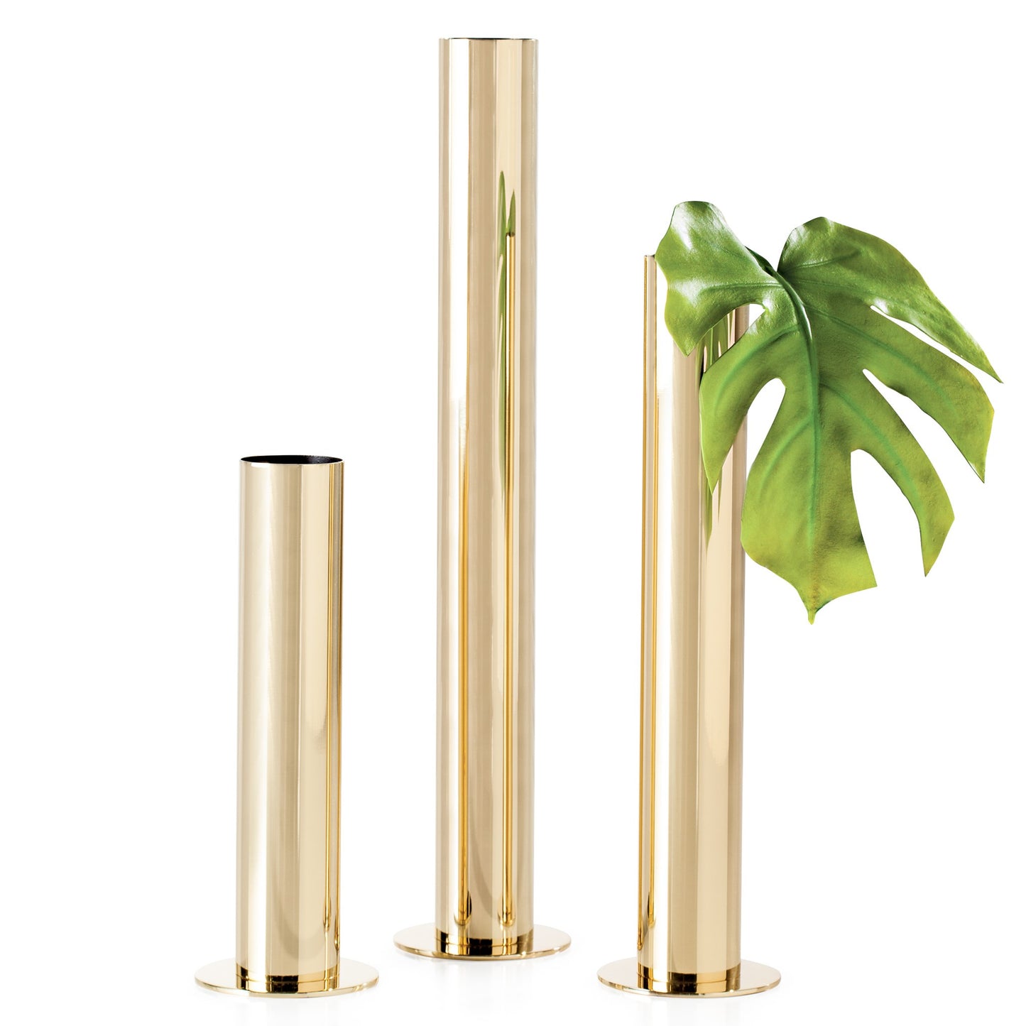 Stainless Steel 3 Piece Pipe Vase Set - Gold Table Top Vase