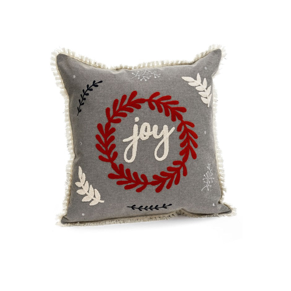 Christmas Joy Red And Grey Cushion
