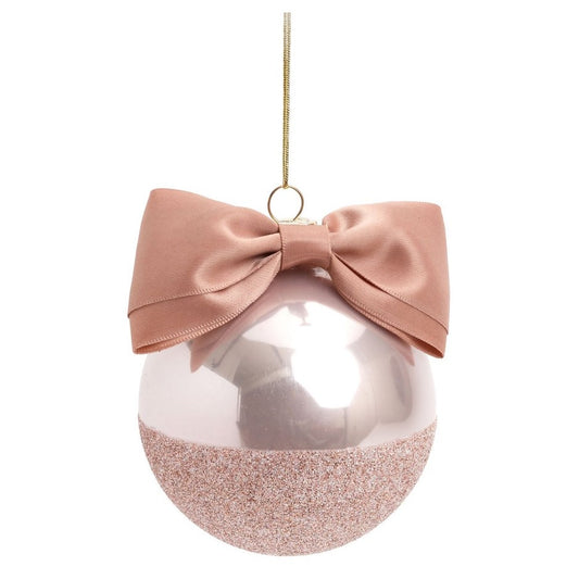 Pink Ball Ornament With A Bow