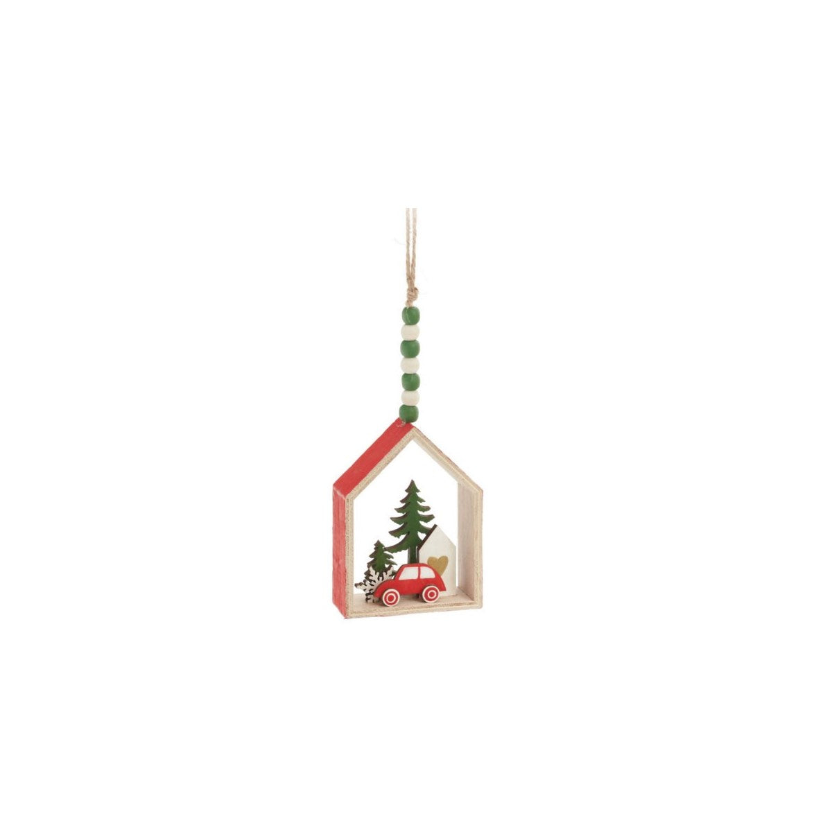 Red House And Car Christmas Ornaments