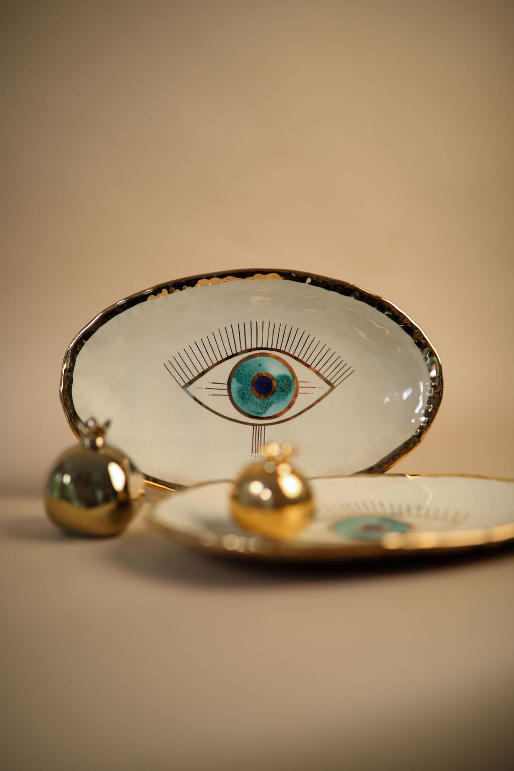 18K Gold Plated Evil Eye Oval Plates