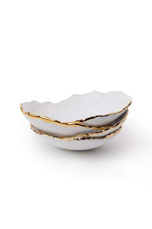 White And Gold Ceramic Bowls