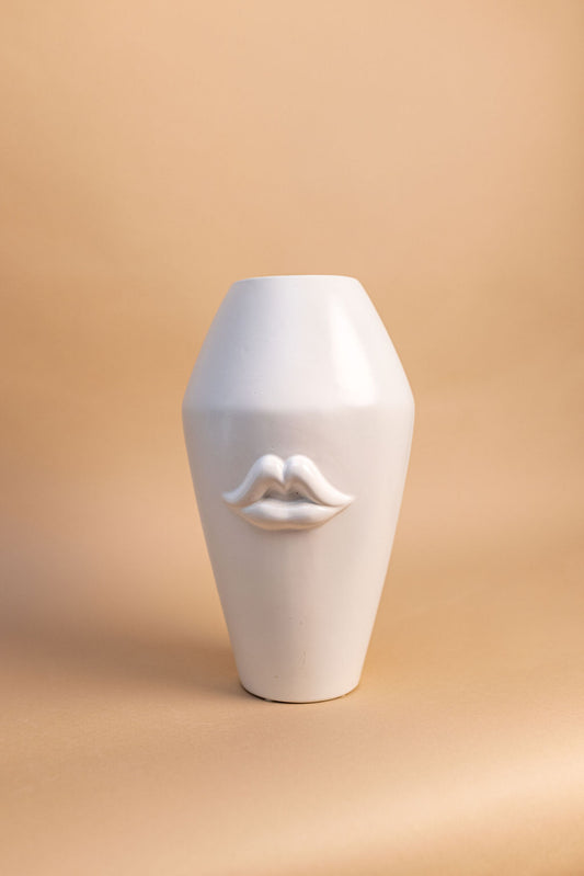 White Ceramic Lip Vase