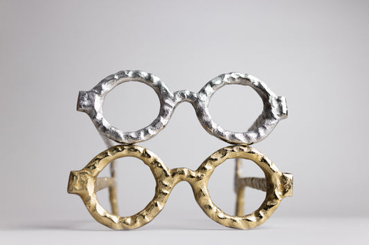 Hammered Aluminum Eyeglass Decor Sculpture | Silver