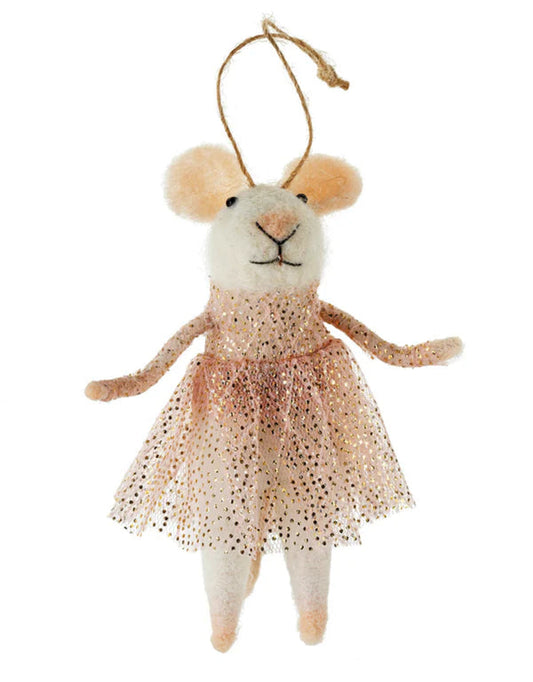 Pink And Gold Dress Mouse Ornament