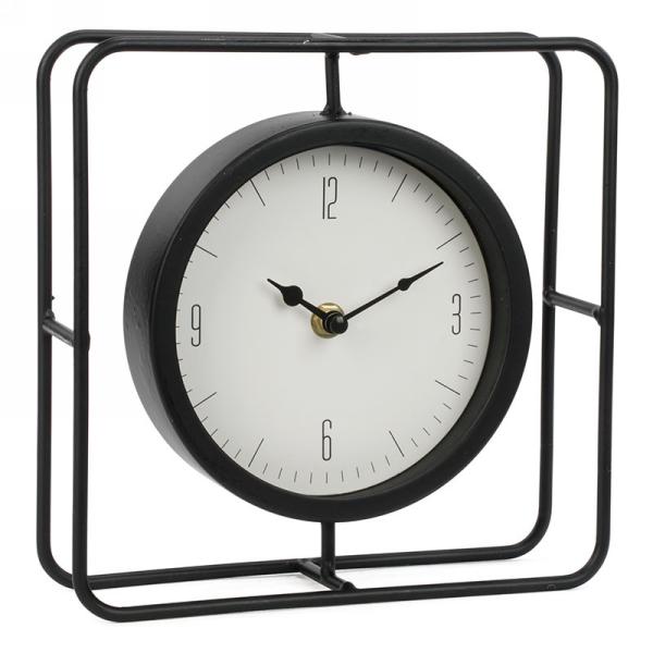 Square Black Metal Table Clock