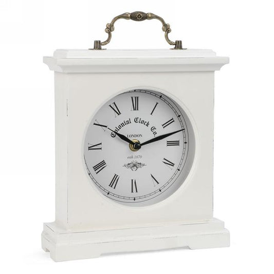 White Wooden Table Clock