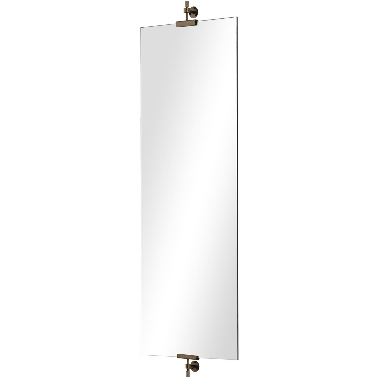 Ashlar Full Length Wall Mirror - All Glass - Polished Edges - Antique Bronze Clips
