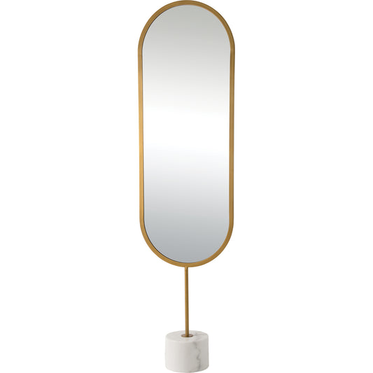 Taio Full Length Mirror- Iron - Antique Brass Painted - Finish - White Marble