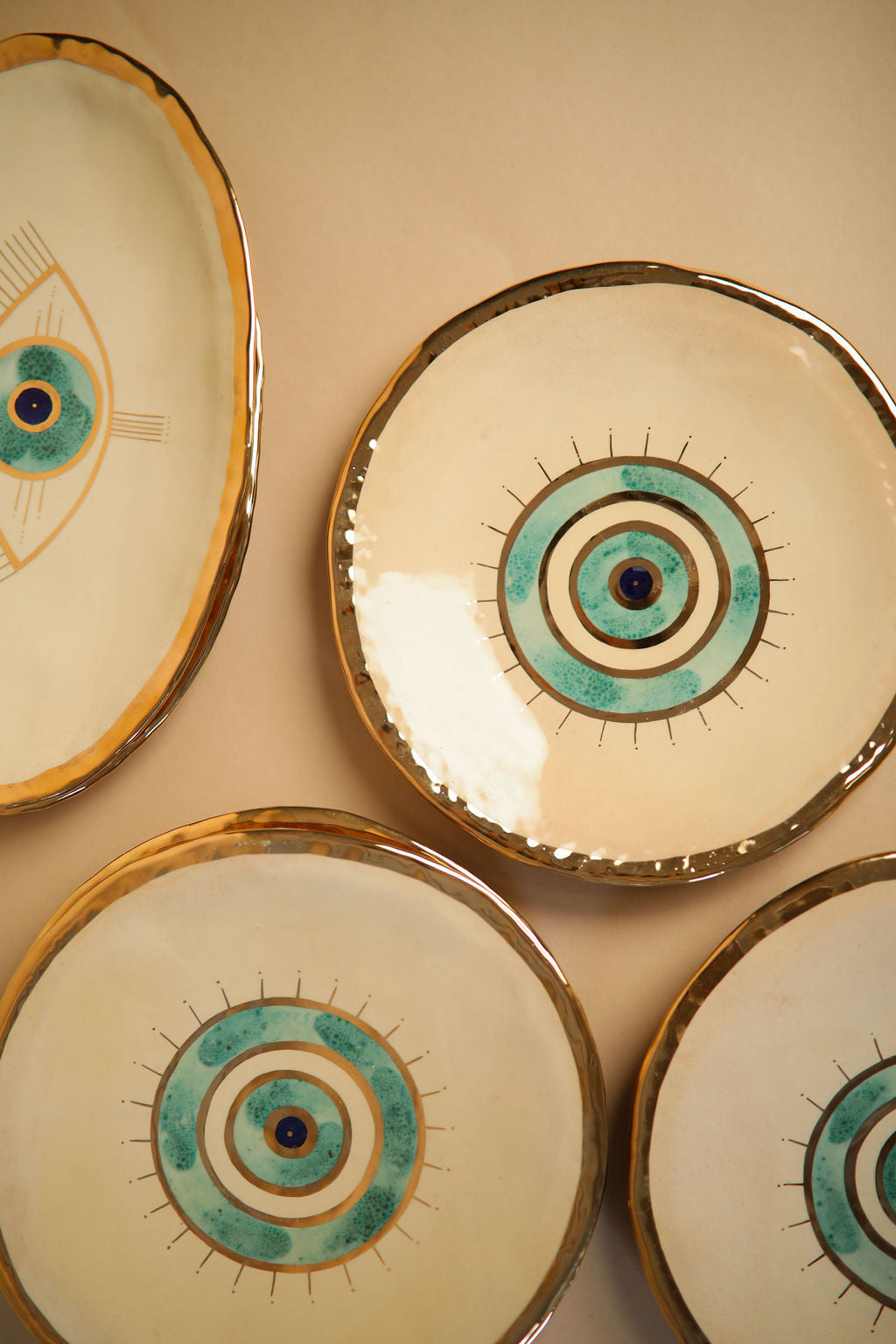 18K Gold Plated Evil Eye Round Plates